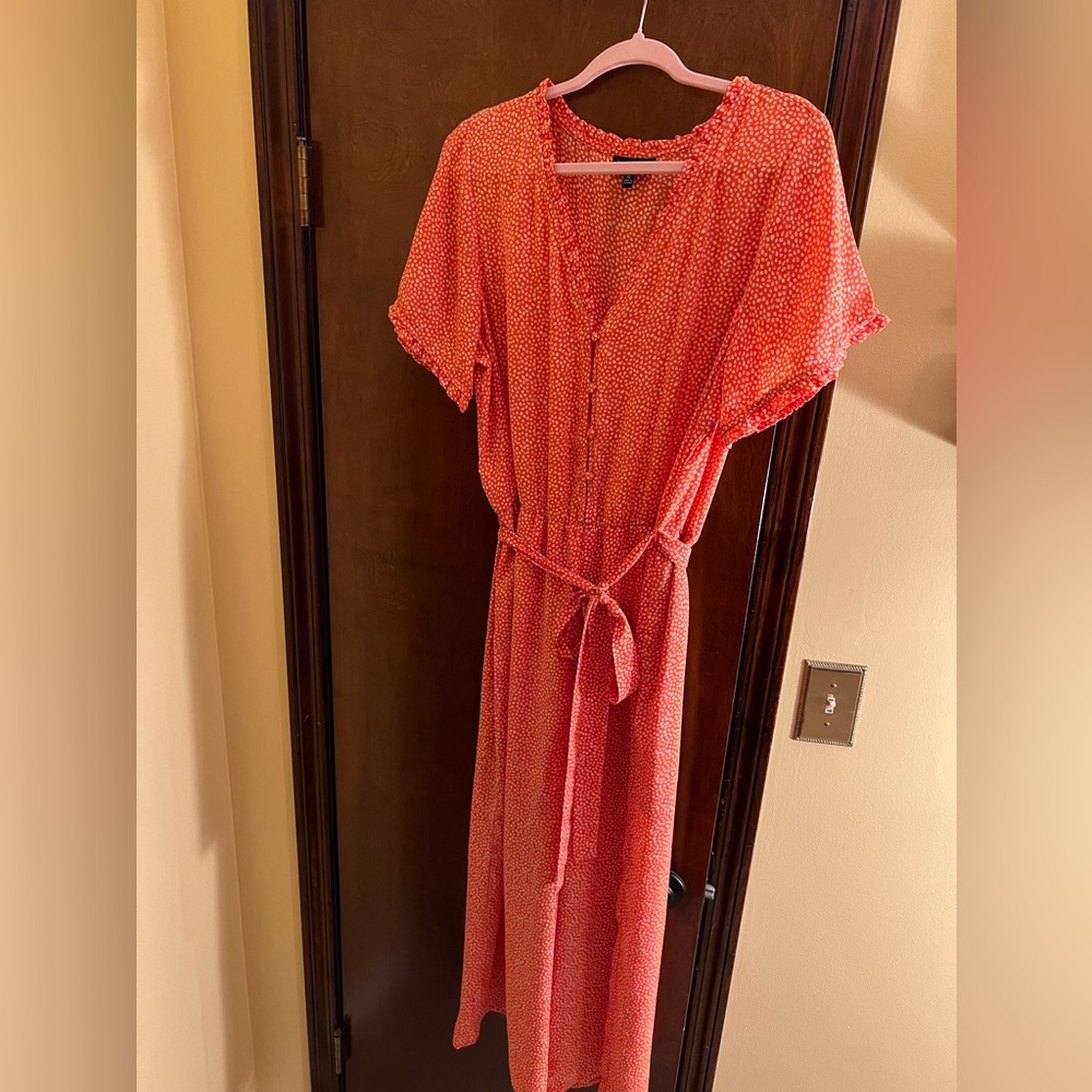 The B collection by Bobeau, orange dotted jumpsuits, size XL